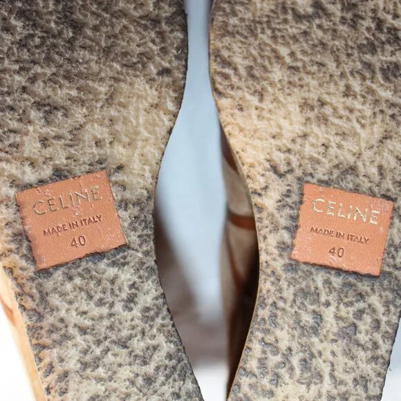 Celine Wedge Lace Up Pumps Loafers Manon Suede Leather 40 - Picture 2 of 9